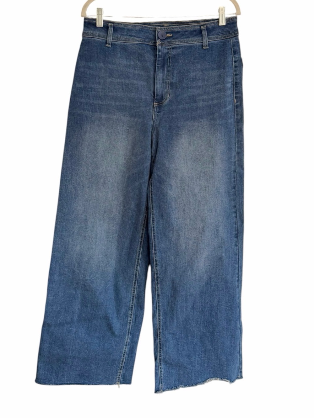 OAT New York High-Rise Wide-Leg Raw Hem Denim Jeans Size 10 / 30 - Picture 2 of 12
